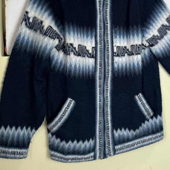 YUSUTEX Peru Alpaca Wool Artisan Cardigan Sweater Zip Jacket Soft Cozy Unisex L - Picture 12 of 16